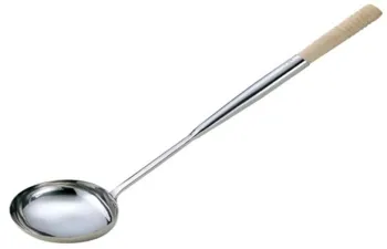 Silver Stainless Steel Soup Ladle 15cm With Wood Handle For Commercial Kitchen