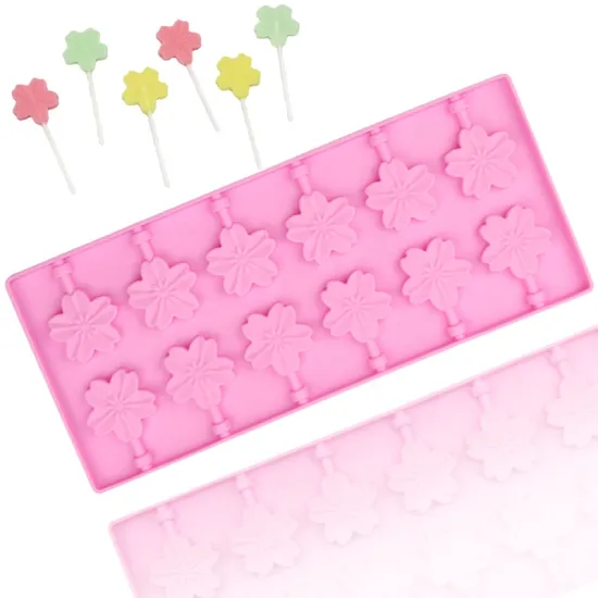 293 12 Hole Sakura-Shaped Custom Lollipop Mold for Hard Candy, Gummies, Chocolate DIY and Resin Projects - Silicone Mold