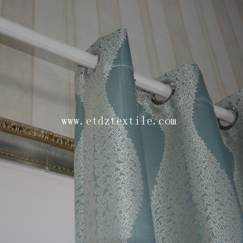 100% Polyester Embroidery Like Curtain Fabric GF028 Water Blue