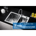 Tigela dupla feita à mão SUS304 TopMount Kitchen Sink