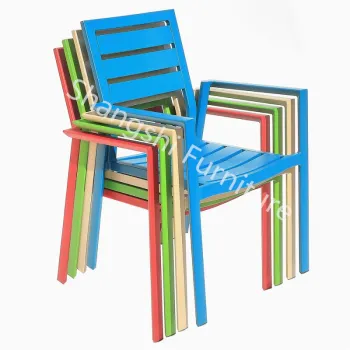 Stable Stackable Aluminum Slat Outdoor Patio Chair Set