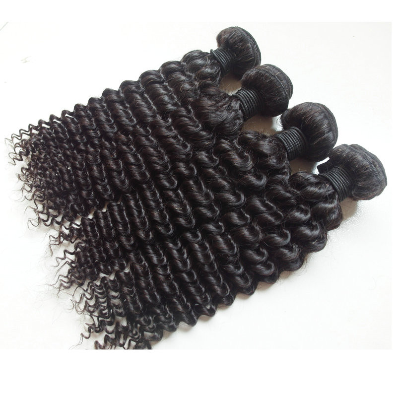 Color 1b# Grade 6A Unprocessed Brazilian Curly Virgin Hair, Deep Wave Curly Brazilian Human Hair 100g/PCS