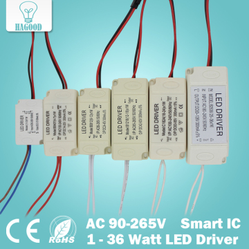 Driver a guscio di plastica sicuro 1-36 W AC90-265 V Corrente costante 300MA Adattatore di alimentazione per lampade a LED