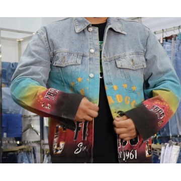 Chaqueta de mezclilla de patrones de hombres personalizados