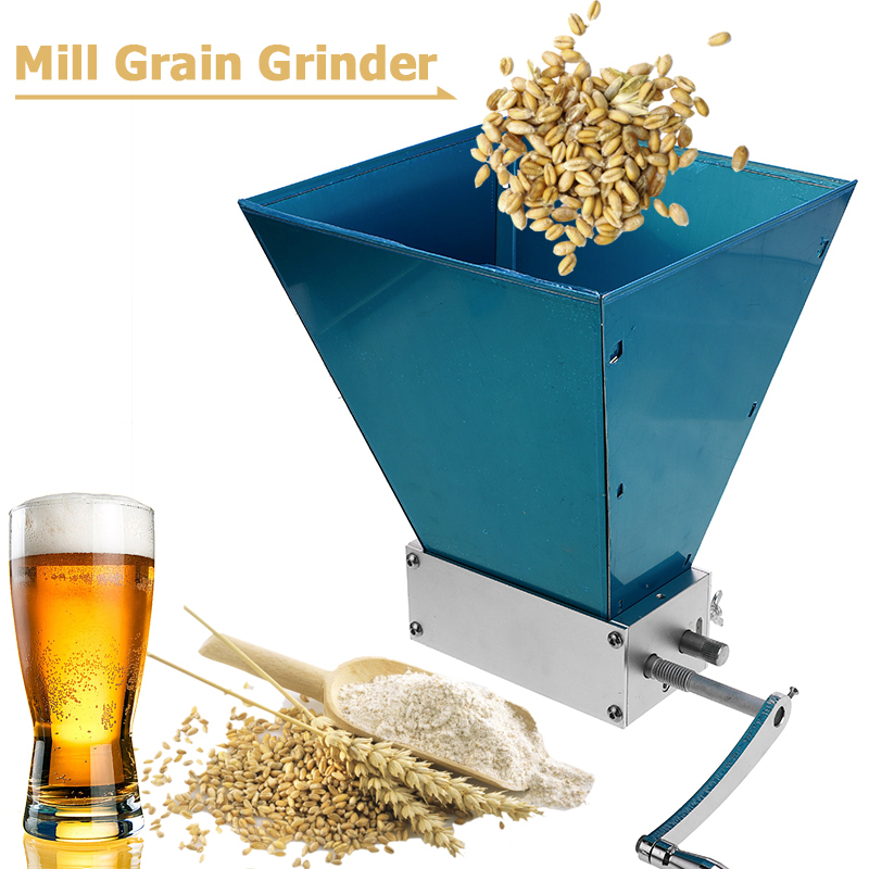 2-Roller Manual Barley Malt Mill Grain Grinder Crusher Mortar and Pestle Corn Peanut Food Grinder Powder Machine for Homebrew