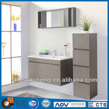 Mirrored White bathroom Wall Cabinet with side shelves cabinet
