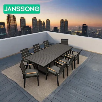 Aluminum Frame Outdoor Villa Garden Patio Dining Set with Extendable Table