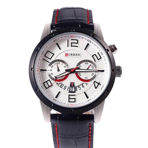 Fashion sport style leather band quartz watch