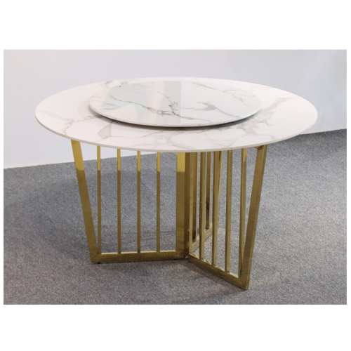 Table à dîner rotative de luxe en marbre pour salon