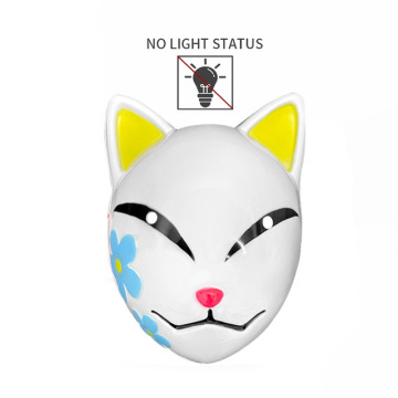 Máscara de cosplay de raposa japonesa brilhante LED