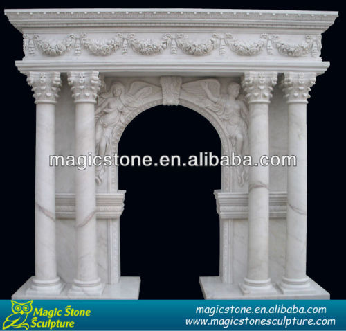 decorative grey marble fireplace mantel