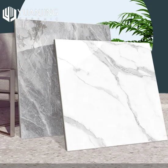 800x800mm White Grey Glossy Marble Tiles: Anti-Slip, Infinite Continuous Patterns for Non-Slip Flooring in Living Rooms