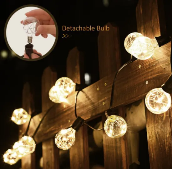 Outdoor Decorative Lights 25 LEDs Copper Wire Bulbs G40 String Lights