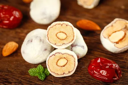 Tasty Milk Date Snack with Almond Filling