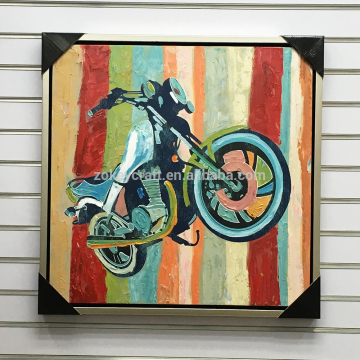 Colorful Abstract Motorbike Oil Painting On Canvas For Home Kids Room Wall Decoration