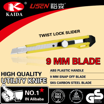 Plastic handle 9mm Snap Off Blade Screw-lock slider Cutting Knife craft knife