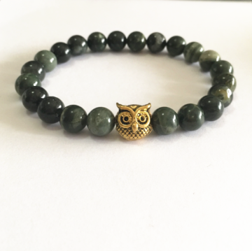 wholesale natural green serpeggiante gemstone stone beads stretch mens bracelet