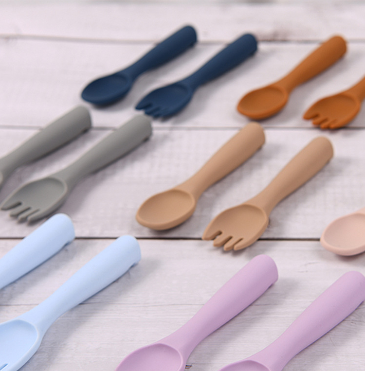 Silicone Spoon And Fork For Babies Feeding