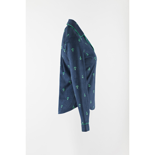 3/4 Sleeve Ladies print collar pajamas