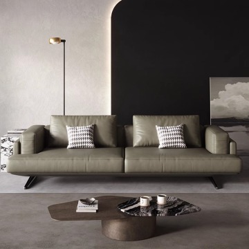 Italian Modern Minimalist Leather Sectional Sofa for Small Spaces