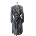 Elastic Band Waist Tie Neck Midi Dress