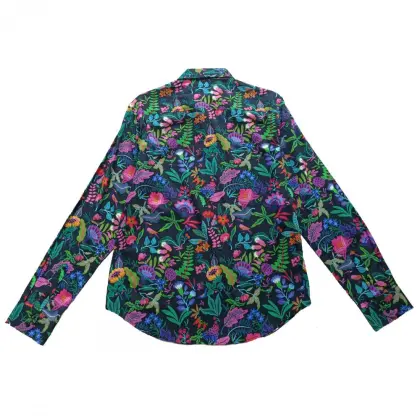 Men`s Cotton Shirt in Tropical Floral Print