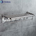 ZOTOBON Stainless Steel Towel Rack Wall Mounted Fold Towel Holder Storage Shelf with Hook Bathroom Shower Room Accessories H255