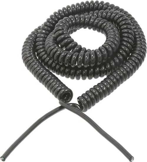 White and Black PUR TPU Electrical Spiral Cables and Coiled Extension Cords