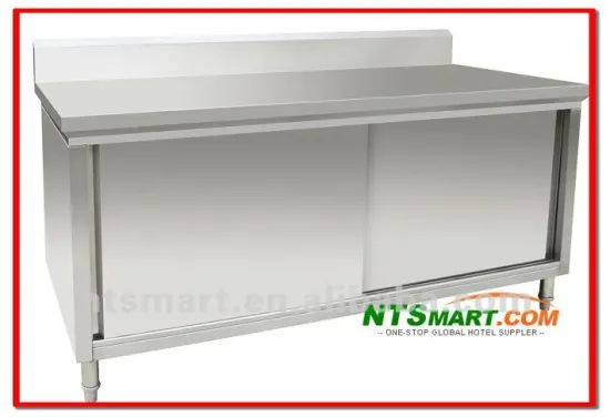 stainless steel kitchen work table with backsplash