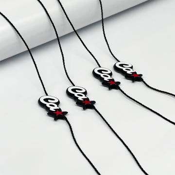 Luxury Embossed Logo Plastic Metal Hang Tag String