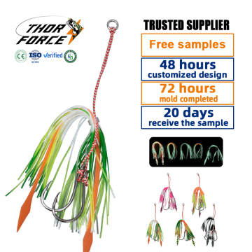THORFORCE OEM/ODM 16mm-36mm Fishing Assist Hook Silicone Feather Double Jig Saltwater Hook