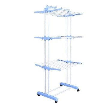 Folding Laundry Drying Rack: 4-Tier Clothes House Rack with Two Side Wings, 73*13.5*22.5CM
