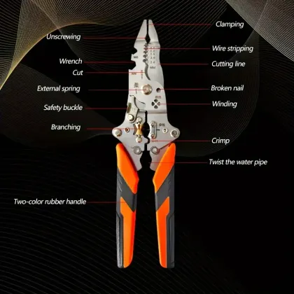Orange and Black Foldable Wire Strippers