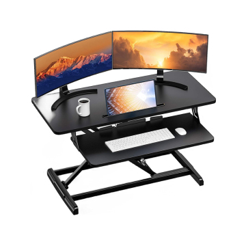 Ergonomic 35 Inch Height Adjustable Sit-Standing Desk Converter with Removable Keyboard Tray