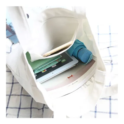 Shoulder diagonal black canvas bag