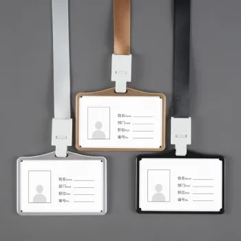 Durable Aluminum Alloy ID Card Holder with Clear Transparent Sides and Clip Lanyard