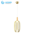 LEDER Lampade a sospensione in vetro e legno