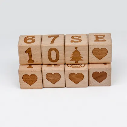 Custom Newborn Wooden Monthly Milestone Set - Beech Baby Square Milestone Blocks
