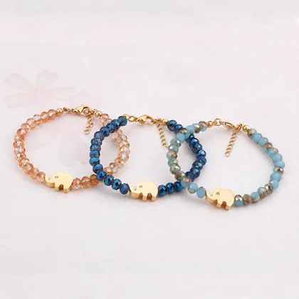 Lucky elephant charm glass bead bracelet