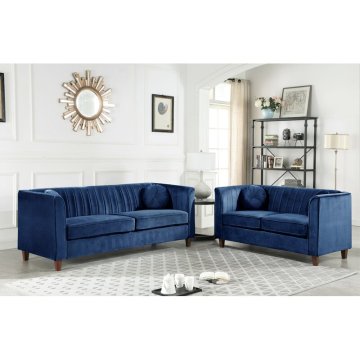Solid Wood Frame Velvet Upholstered 2-Piece Living Room Sofa Set