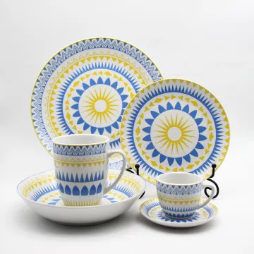 Colorful Decal Tableware 18pcs Luxury Ceramic Dinnerware
