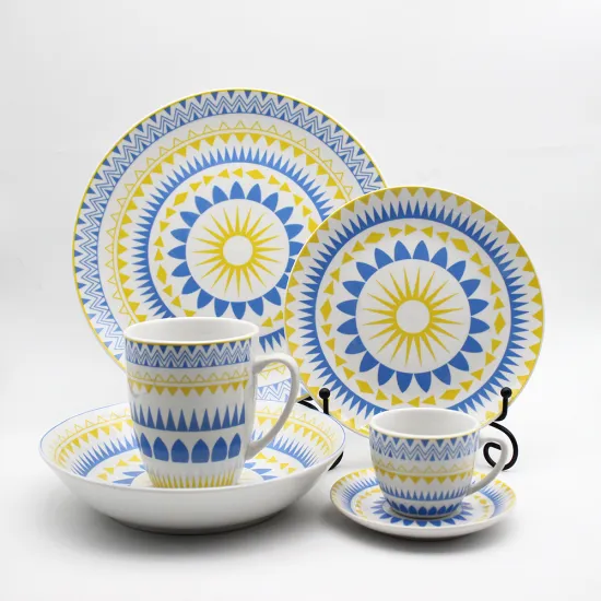 Colorful Decal Tableware 18pcs Luxury Ceramic Dinnerware