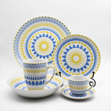 Kleurrijk sticker servies 18 stks luxe keramisch serviesgoed