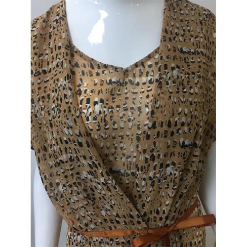 Printed Polyester Long Sleeve Dress with Double Collar