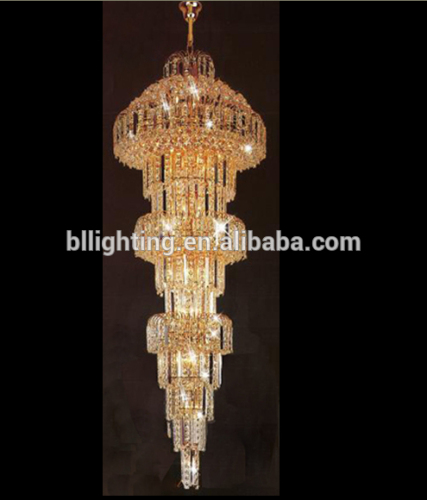 Modern gold long crystal stair chandelier