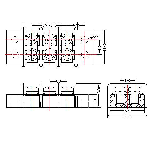 AT848-9.5XXX-A Barrier Terminal Block Pitch9.5mm