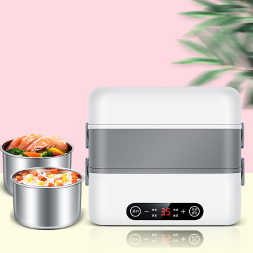 Low MOQ Portable Double-Deck Stainless Steel Electric Food Heating Lunch Box
