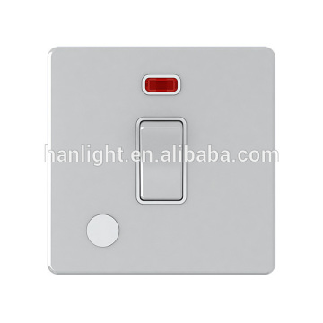 BS 20A 1 Gang double pole metal Switch with neon