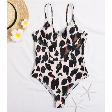 Women sexy Leopard Print Backless Biniki Swimwear