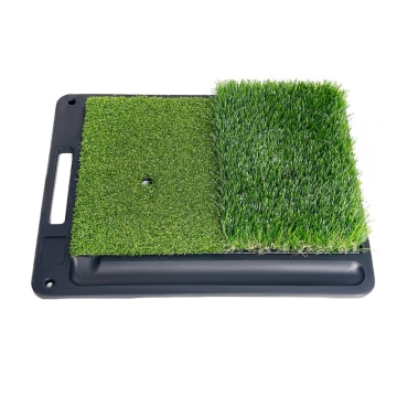 Taşınabilir kauçuk arka yapay çim golf eğitim matını taşıma sapı ve top tepsisi ile